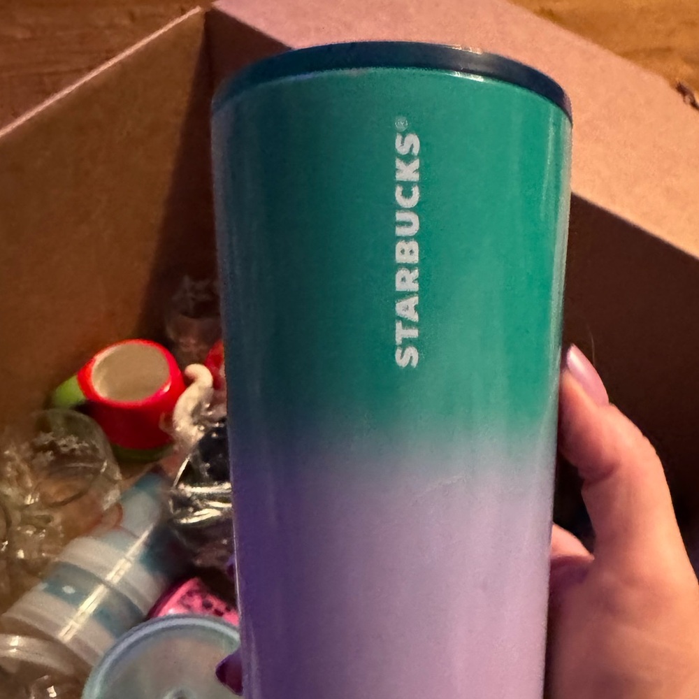 Starbucks  2022 steel tumbler Pink & Teal Green NEW *has a chip